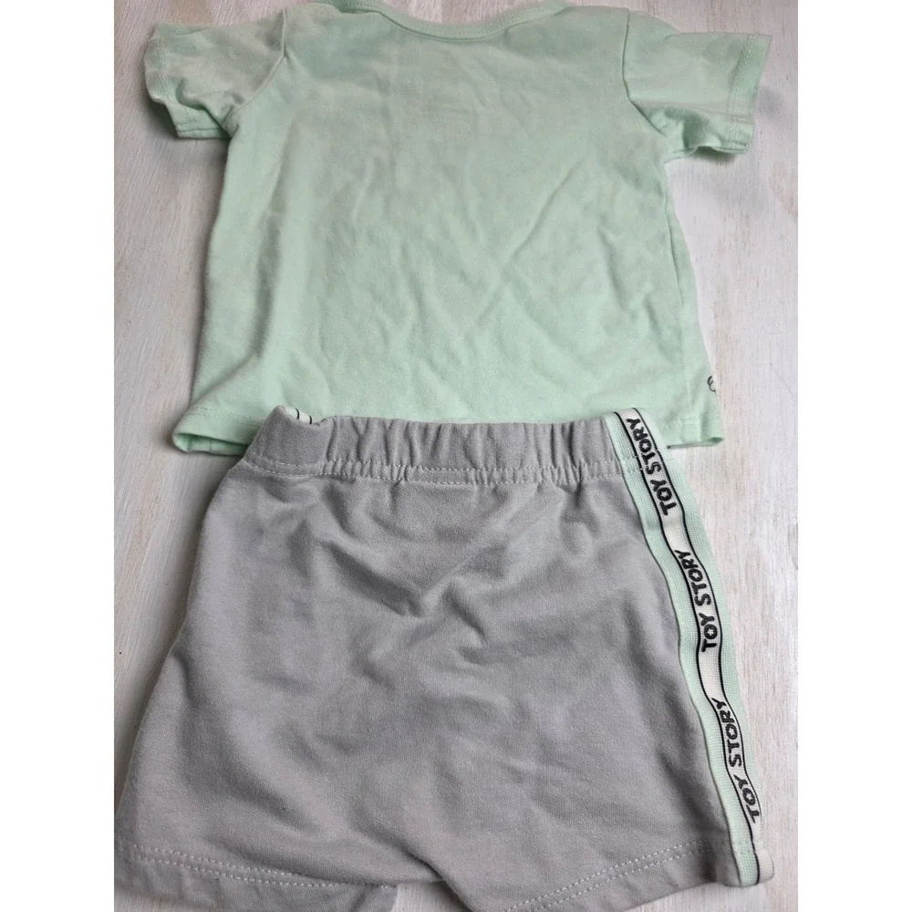 Disney Baby Toy Story Woody Buzz  Shirt Shorts Set Mint Gray 0-3M Classic